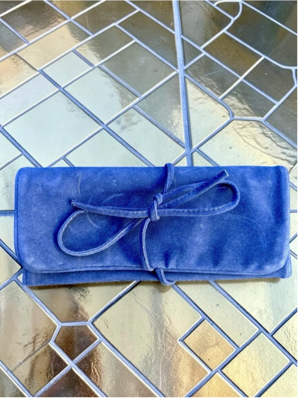 Vintage Avon Travel Roll Up Cosmetic Bag Navy Blue Jewelry Organizer